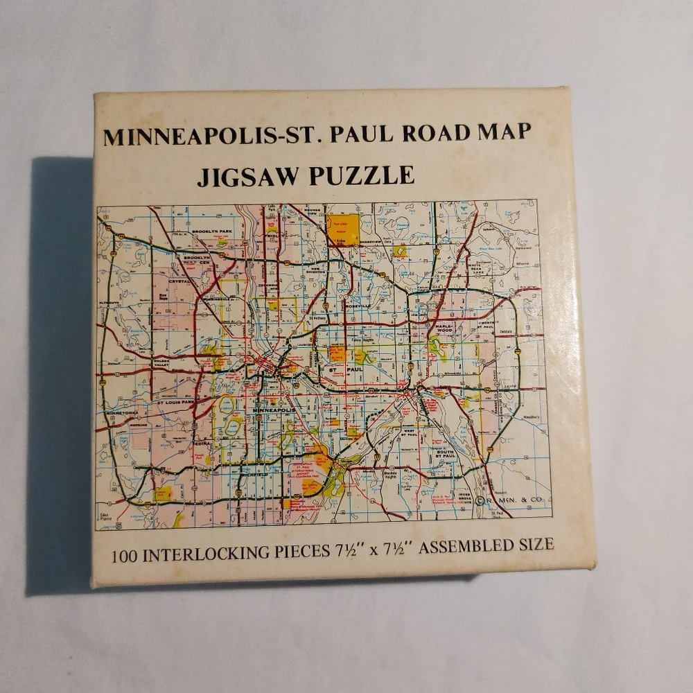 Minneapolis St Paul Vintage 1973 Road Map Jigsaw Puzzle